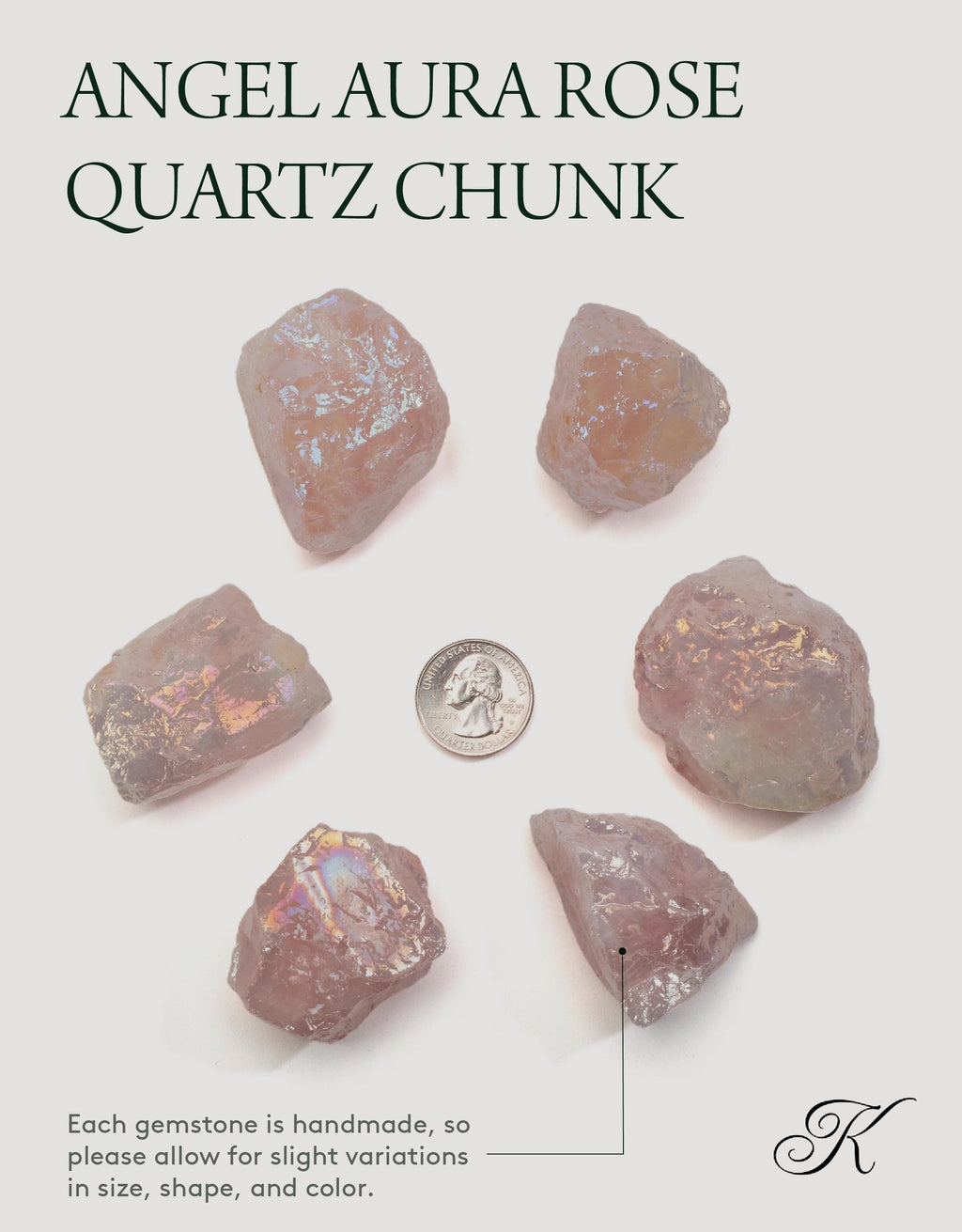 KALIFANO Angel Aura Rose Quartz Crystal - Titanium Bonded High Energy Raw Cuarzo Rosa Chunk with Information Card - Natural Reik