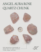 KALIFANO Angel Aura Rose Quartz Crystal - Titanium Bonded High Energy Raw Cuarzo Rosa Chunk with Information Card - Natural Reik