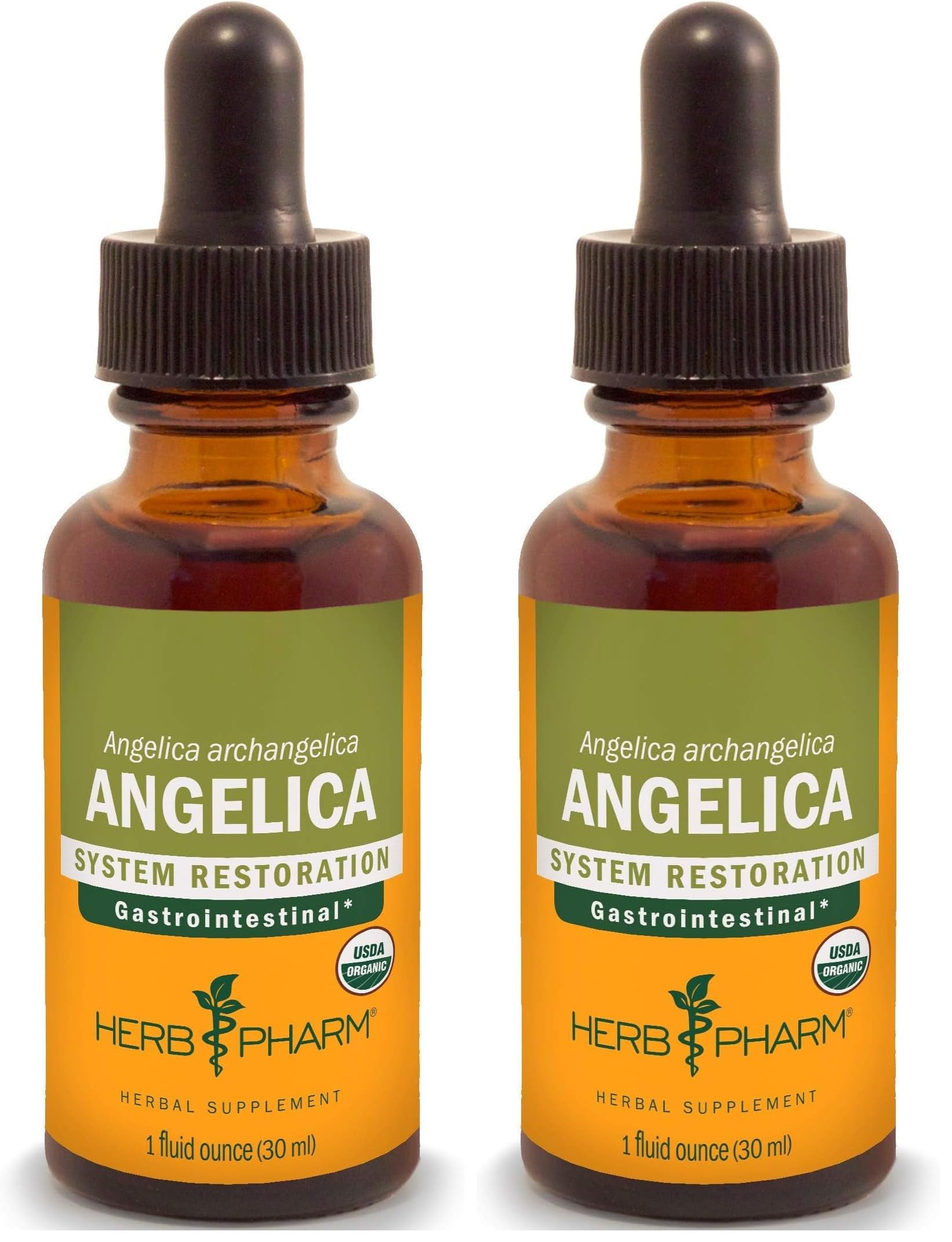 Herb Pharm Certified Organic Angelica Root Liquid Extract For Digestive Support, 1 Fl Oz (Pack Of 2)