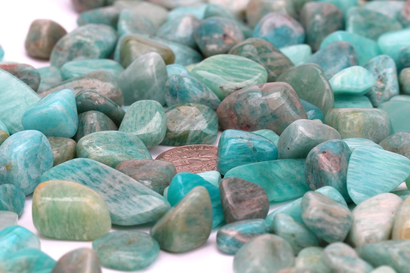 ZenQ 1 lb Amazonite Tumbled Stone Chips Crushed Natural Crystal Quartz Pieces