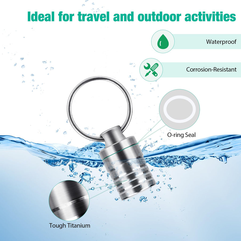 Micro Pill Holder with Keychain Necklace, Opret Titanium Pill Container for Travel Purse Pocket, Waterproof Pill Case for Emerge