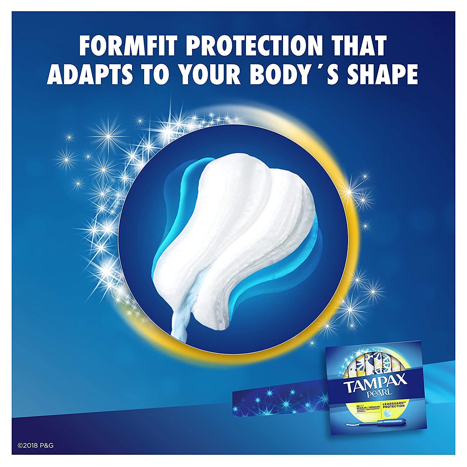 Tampax Pearl Plastic, Antigravity LeakGuard Braid, Regular Absorbency Unscented Tampons, 96 Count