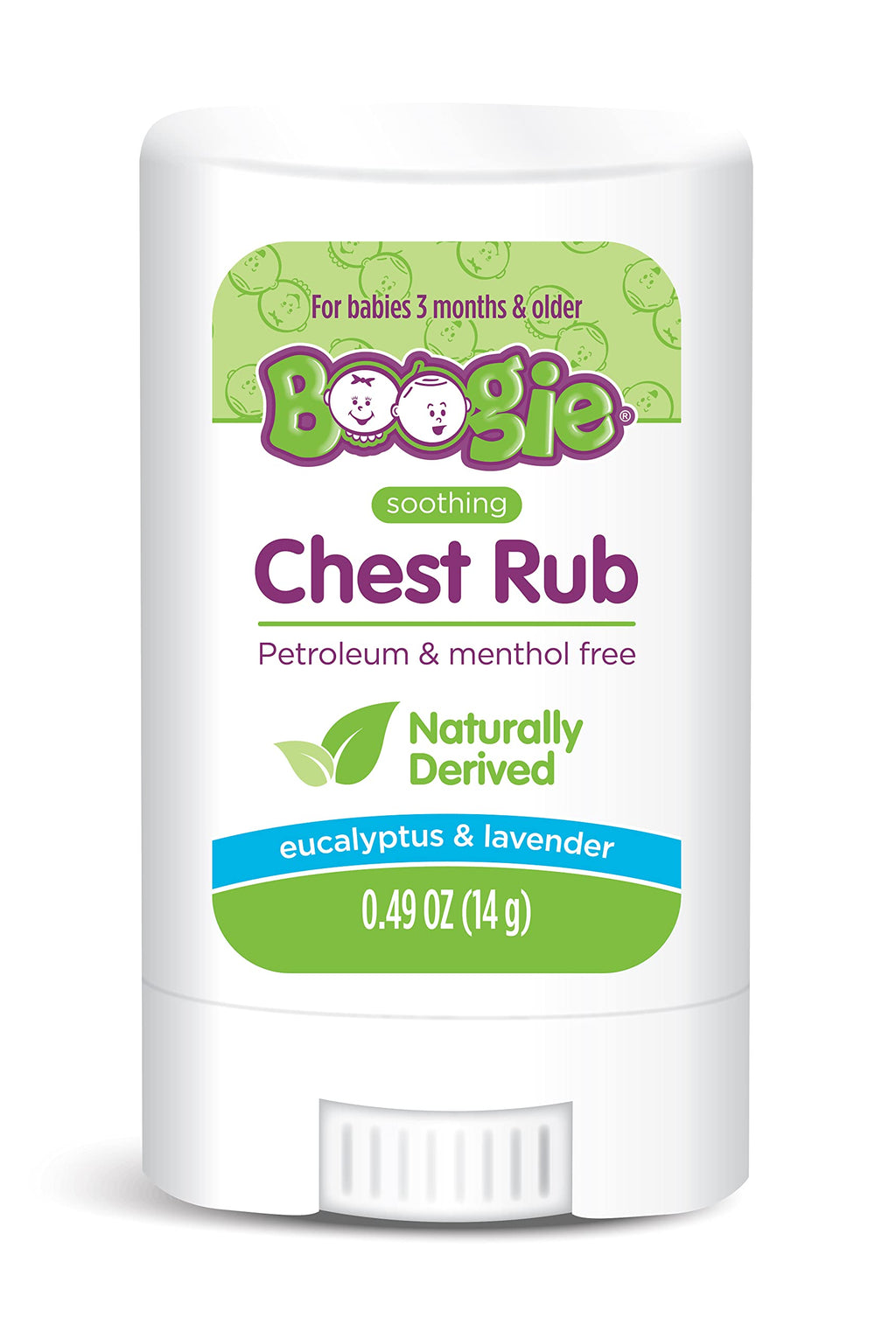 Boogie Chest Rub Stick for Soothing Relief, Petroleum-Free, USDA Organic, Naturally Derived, Soothing Eucalyptus and Lavender, 0