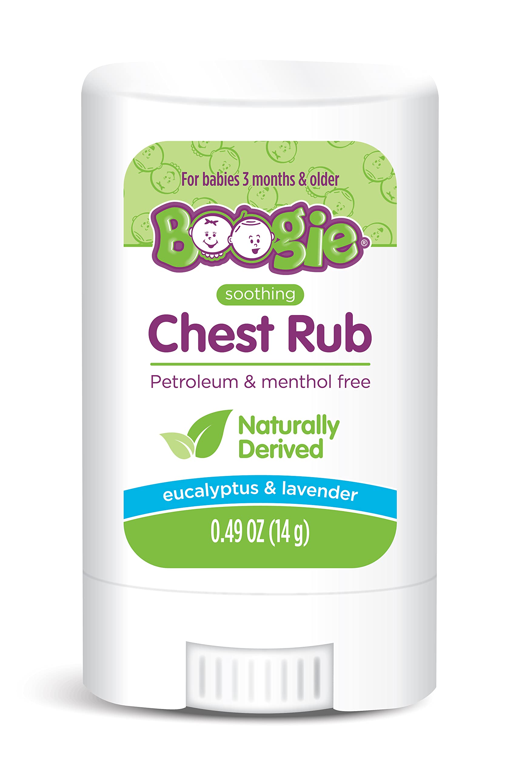 Boogie Chest Rub Stick for Soothing Relief, Petroleum-Free, USDA Organic, Naturally Derived, Soothing Eucalyptus and Lavender, 0