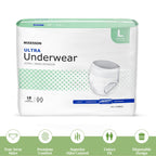 McKesson Ultra Adult Incontinence Underwear, [72 Count], Heavy Absorbency, Large, 44-58 in. Unisex Bladder Leak Protection, Pull