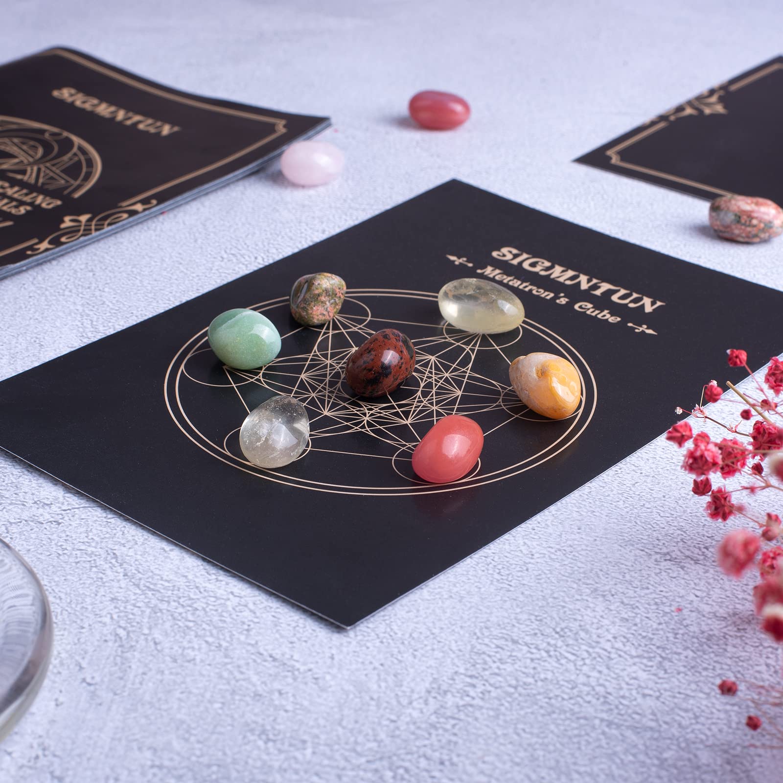 SigMntun Polished Multicolor Healing Crystal Stone Set, 72 Pcs, 0.5 Handpicked Tumbled Stones for Healing, Reiki, Meditation, Cr