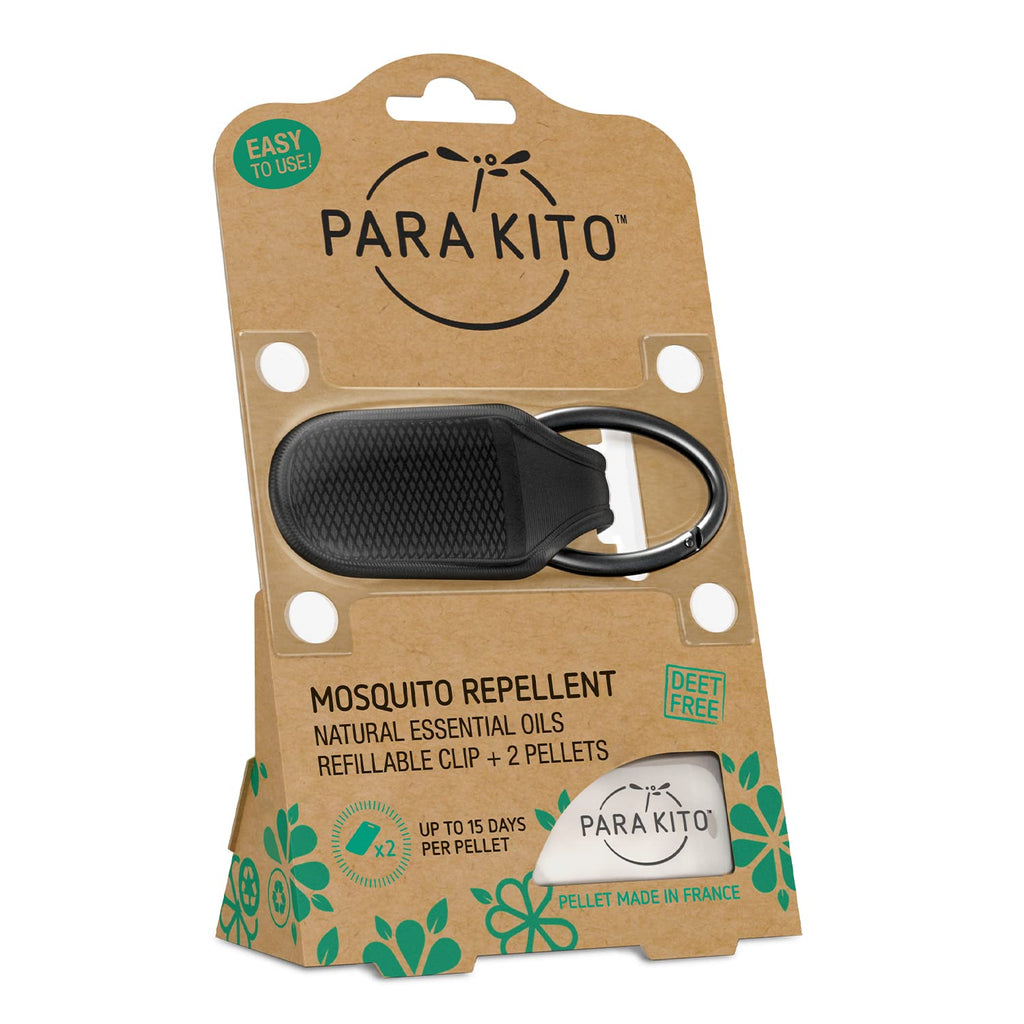 PARAKITO Mosquito Insect & Bug Repellent Clip w/Natural Essential Oils - Waterproof, Outdoor Pest Repeller (Black)