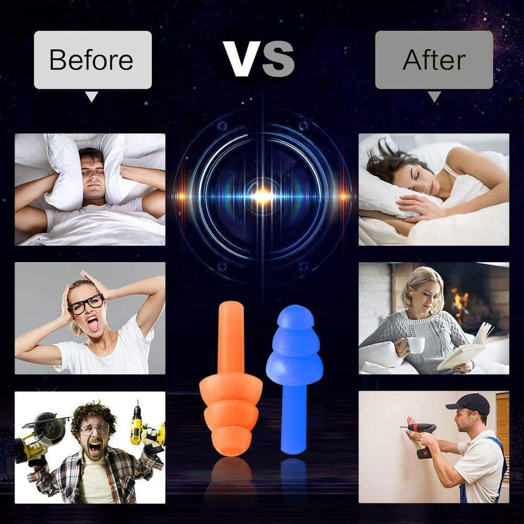 Earplugs for Sleeping Noise Cancelling Reusable Silicone Ear Plugs Suitable for Swimming Travel Snoring Airplanes Study Work Noi