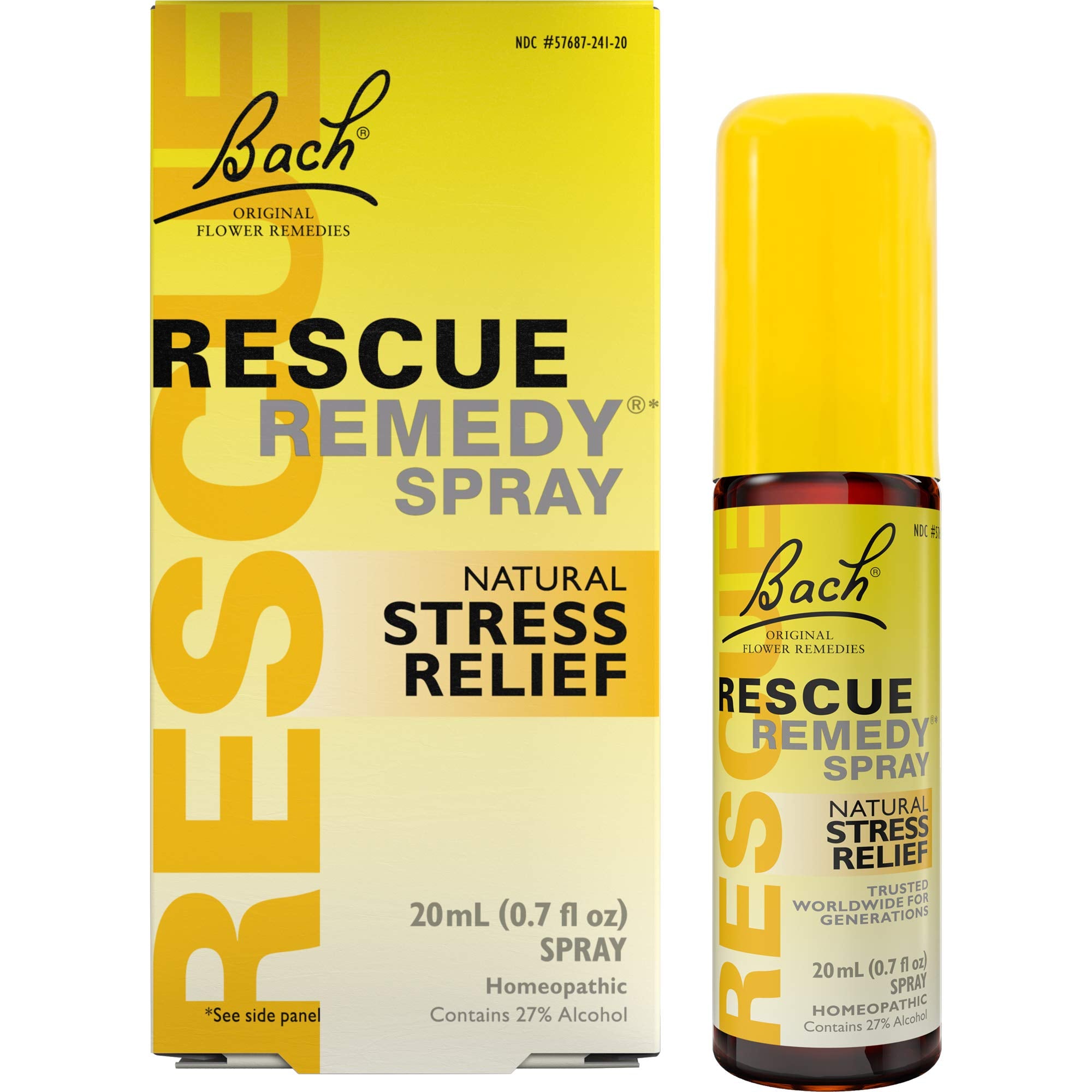 Bach RESCUE REMEDY Spray 20mL, Natural Stress Relief, Homeopathic Flower Essence, Vegan, Gluten & Sugar-Free, Non-Habit Forming 