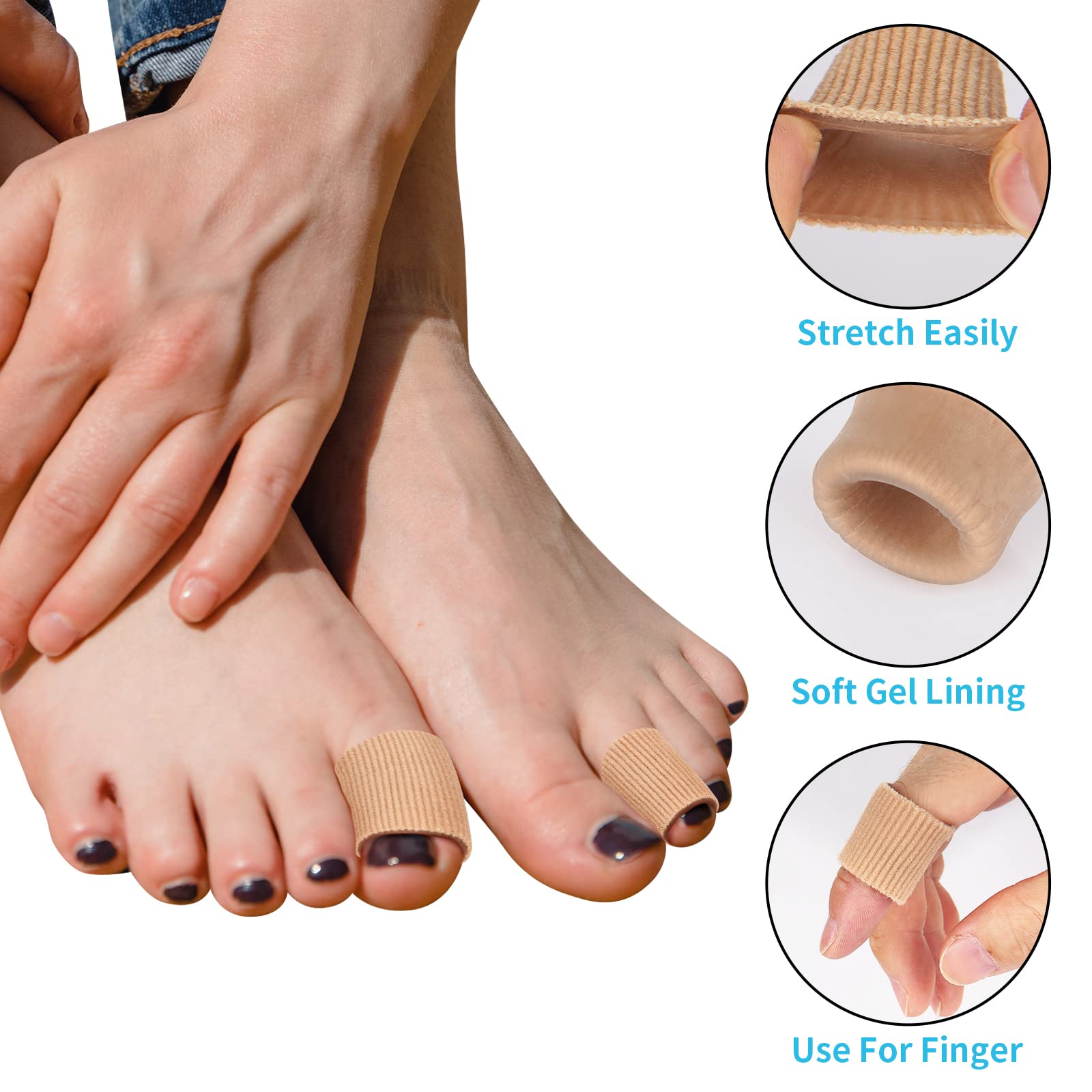 tifanso 24PCS Gel Toe Protectors Covers, 0.98 Inches Toe Sleeve Tubes Pads Guards for Blisters, Corn Cushions for Women
