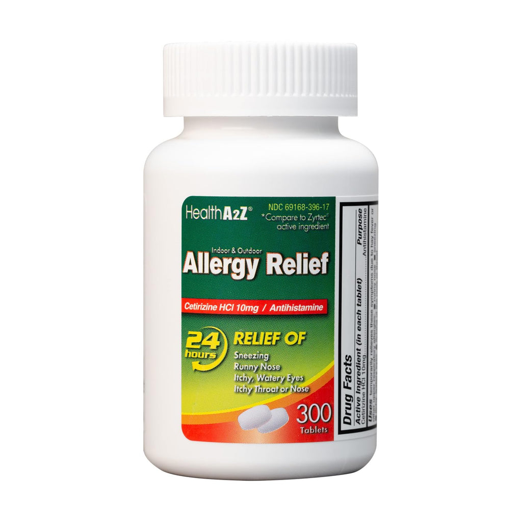 HealthA2Z Allergy Relief | Cetirizine 10mg | All Day Allergy Relief | Indoor & Outdoor | Relief from Itchy Throat, Sneezing, Run