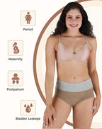 INNERSY Womens High Waisted Period Underwear Menstrual Leakproof Cotton Panties 3 Pack(Medium, Khaki/Aqua Blue/Lemon Yellow)