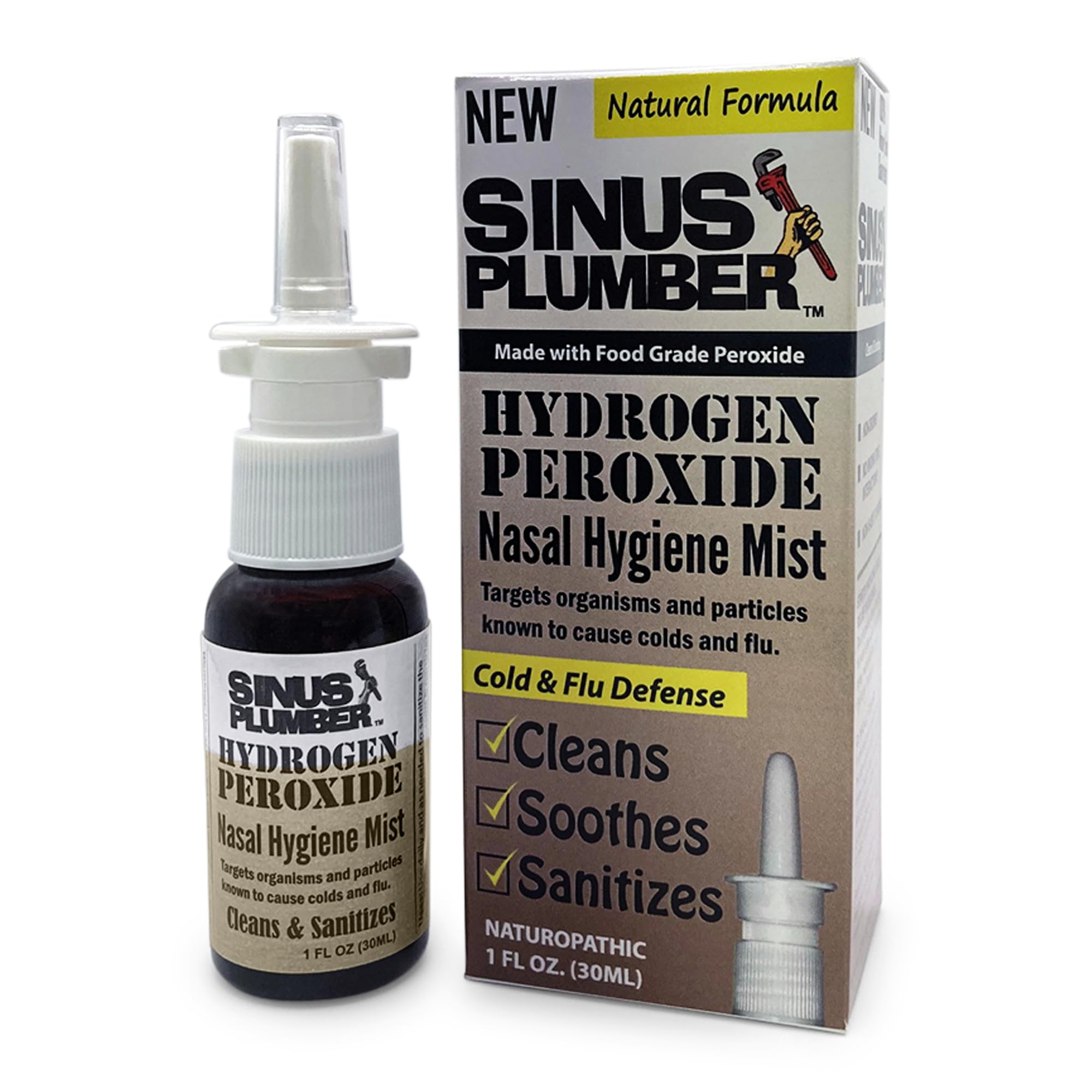 Sinus Plumber Hydrogen Peroxide Nasal Hygiene Mist - Deep Cleans Nose from Airborne Particles for Immune Defense
