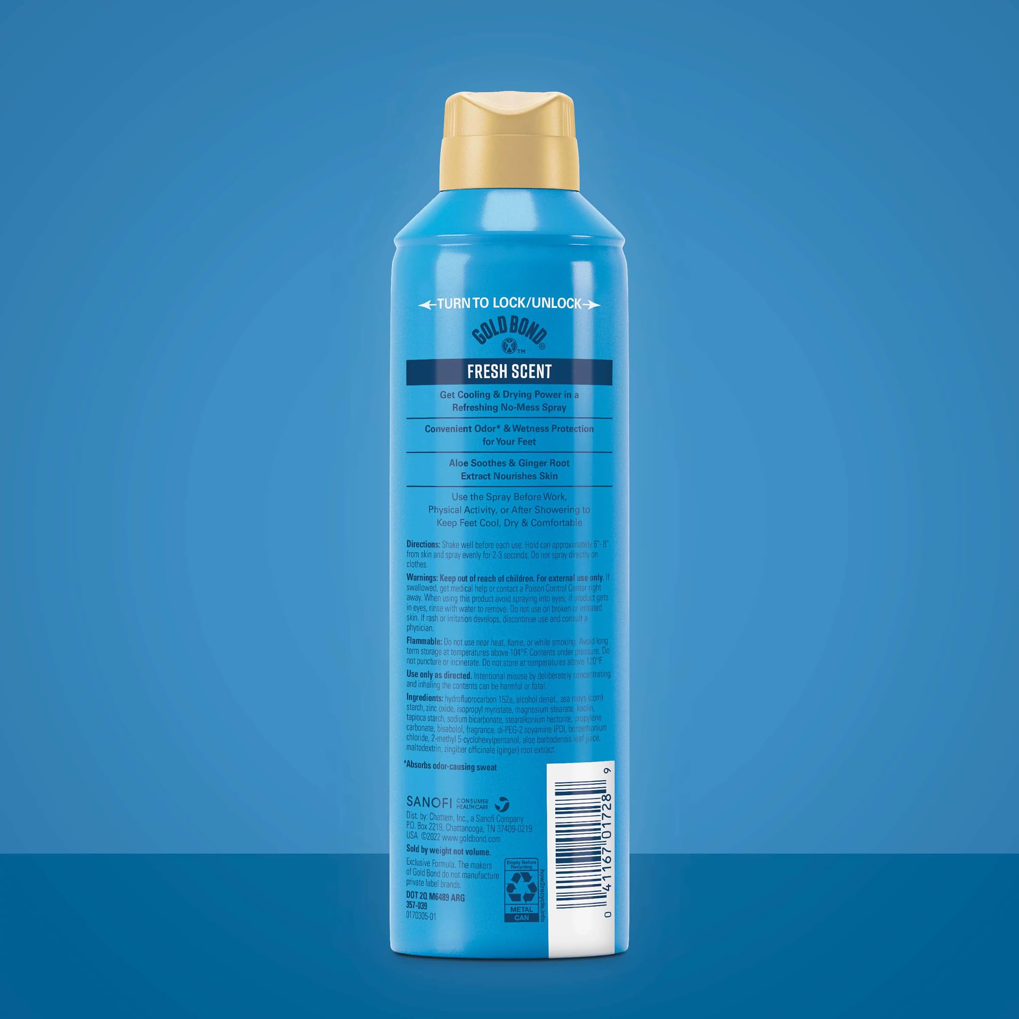 Gold Bond No Mess Talc-Free Foot Powder Spray, 7 oz., Fresh Scent, With a Triple Action Formula
