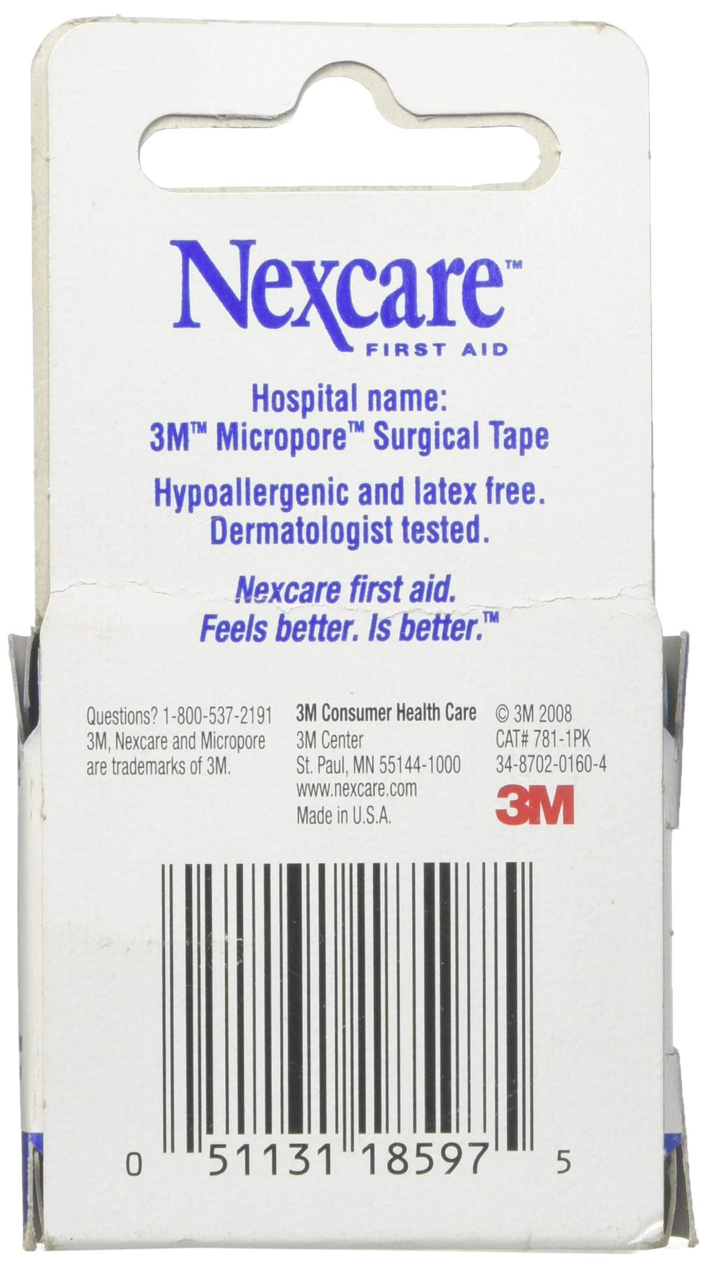 Nexcare(TM) Gentle Paper First Aid Tape, 781-1PK, 1 in x 10 yds