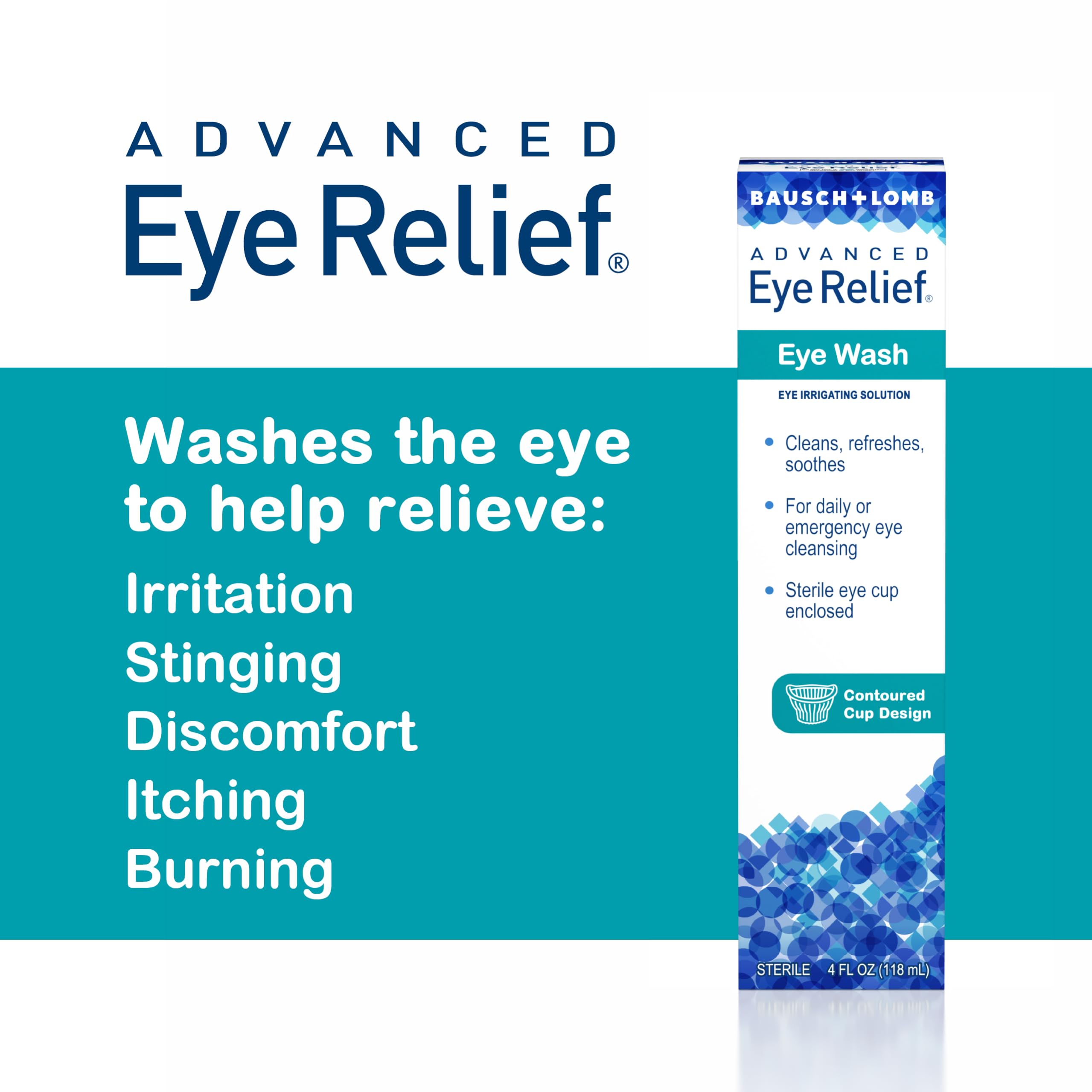 Bausch + Lomb Advanced Eye Relief Wash, Irrigating Solution for Soothing & Refreshing Eyes, 4 Fl Oz (Pack of 6)