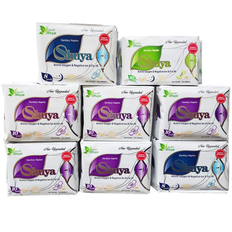SHUYA Patented Anion Soft Breathable Sanitary Pads and Panty Liners Combination Suit Package, Scented-96Count (Packs of 8)