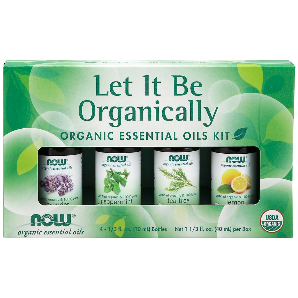 Let It Be Organically Organic Essential Oils Kit Now Foods 4 (10ml Bottles) Kit