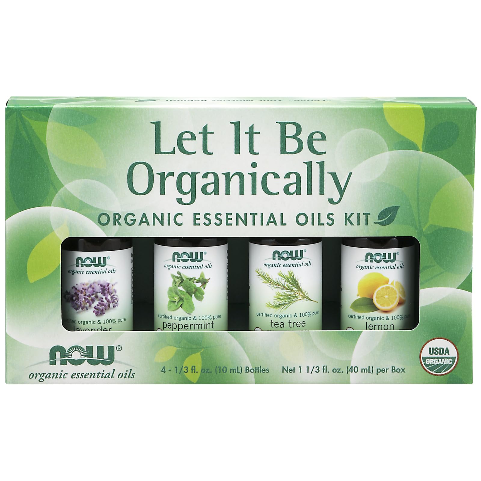Let It Be Organically Organic Essential Oils Kit Now Foods 4 (10ml Bottles) Kit