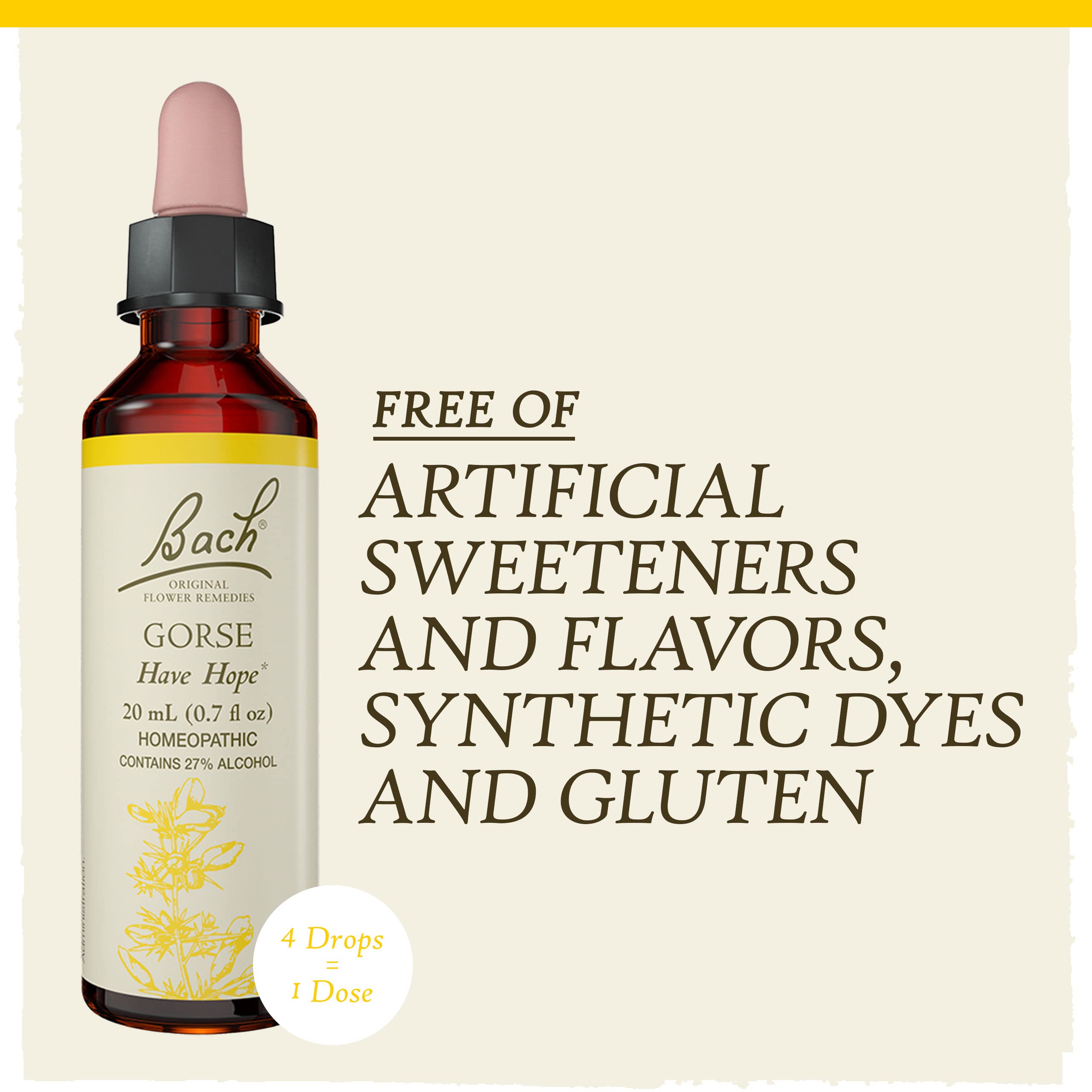 Bach Original Flower Remedies, Gorse for Hope, Natural Homeopathic Flower Essence, Holistic Wellness and Stress Relief, Vegan, 2