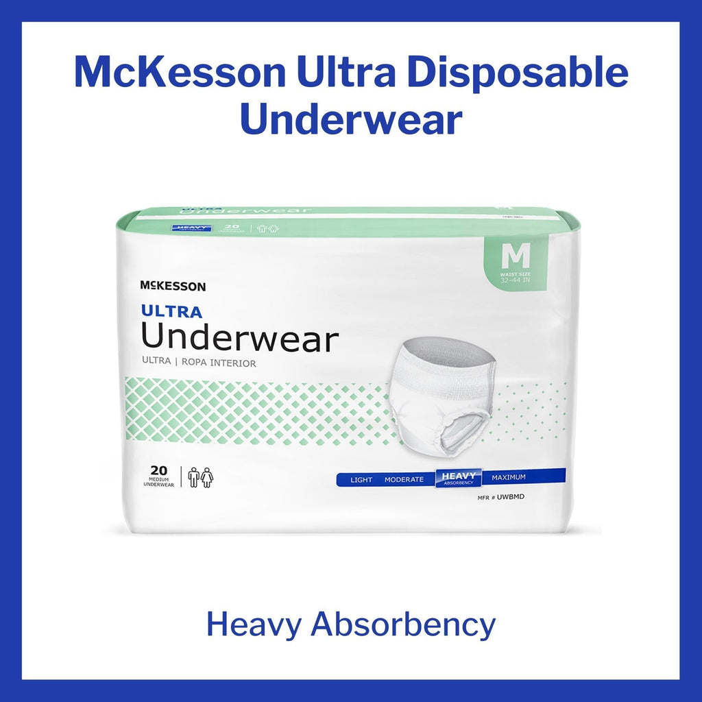McKesson Ultra Adult Incontinence Underwear, [80 Count], Heavy Absorbency, Medium, 32-44 in. Unisex Bladder Leak Protection, Pul