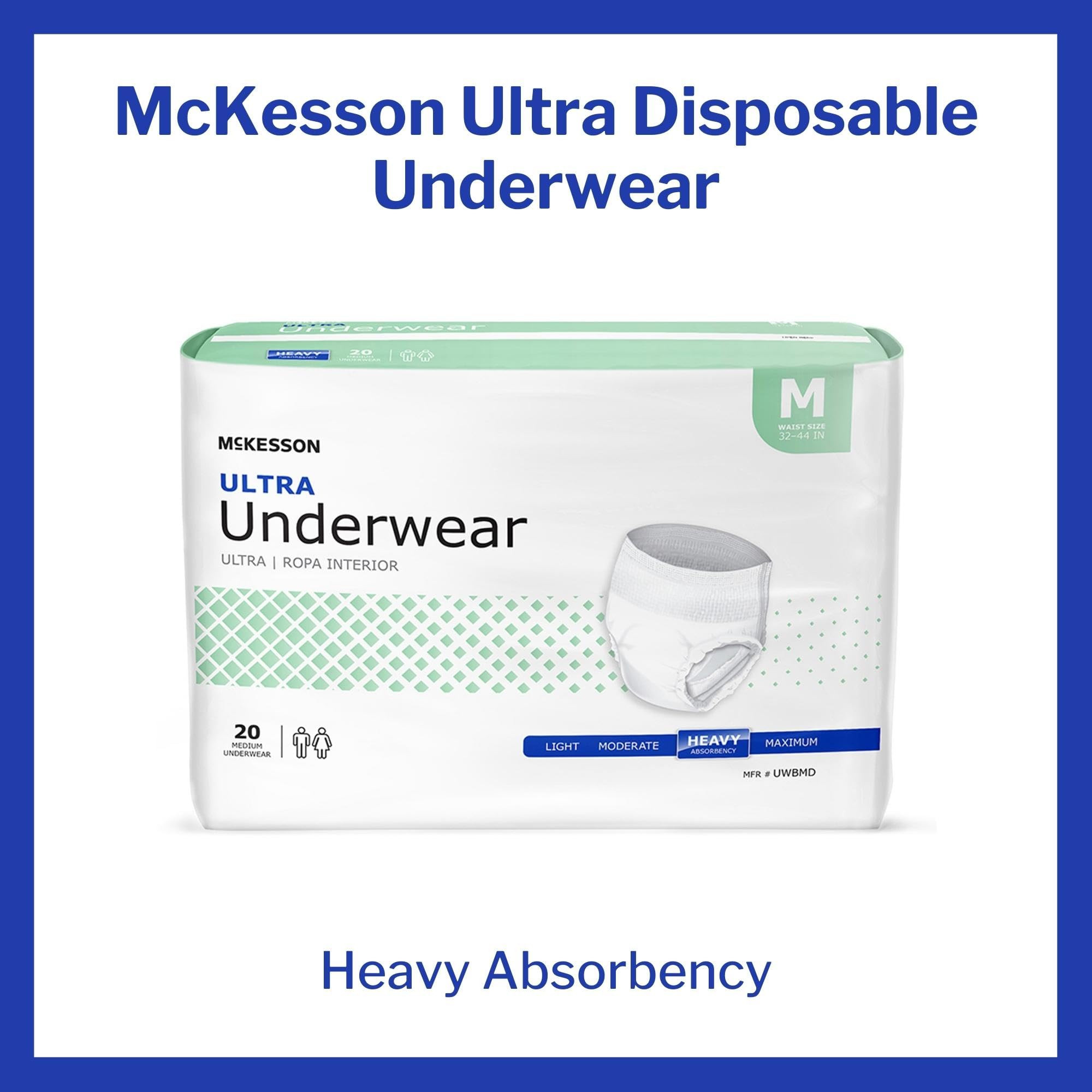 McKesson Ultra Adult Incontinence Underwear, [80 Count], Heavy Absorbency, Medium, 32-44 in. Unisex Bladder Leak Protection, Pul
