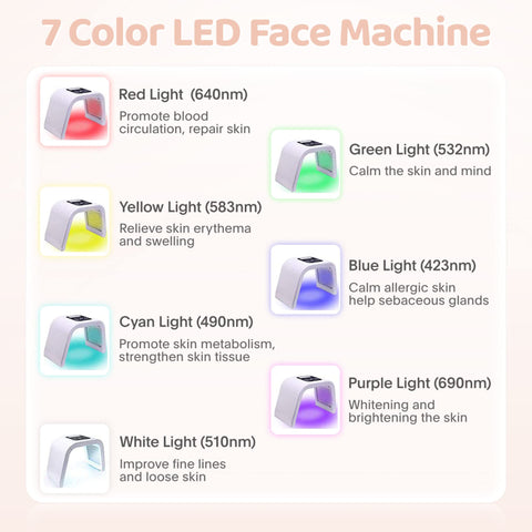 FXXXCUWUU Led-Light-Therapy, Red Light Therapy for Face 7 in 1 Colors LED Facial Skin Care Tool Facial Neck Body Hand Skincare M