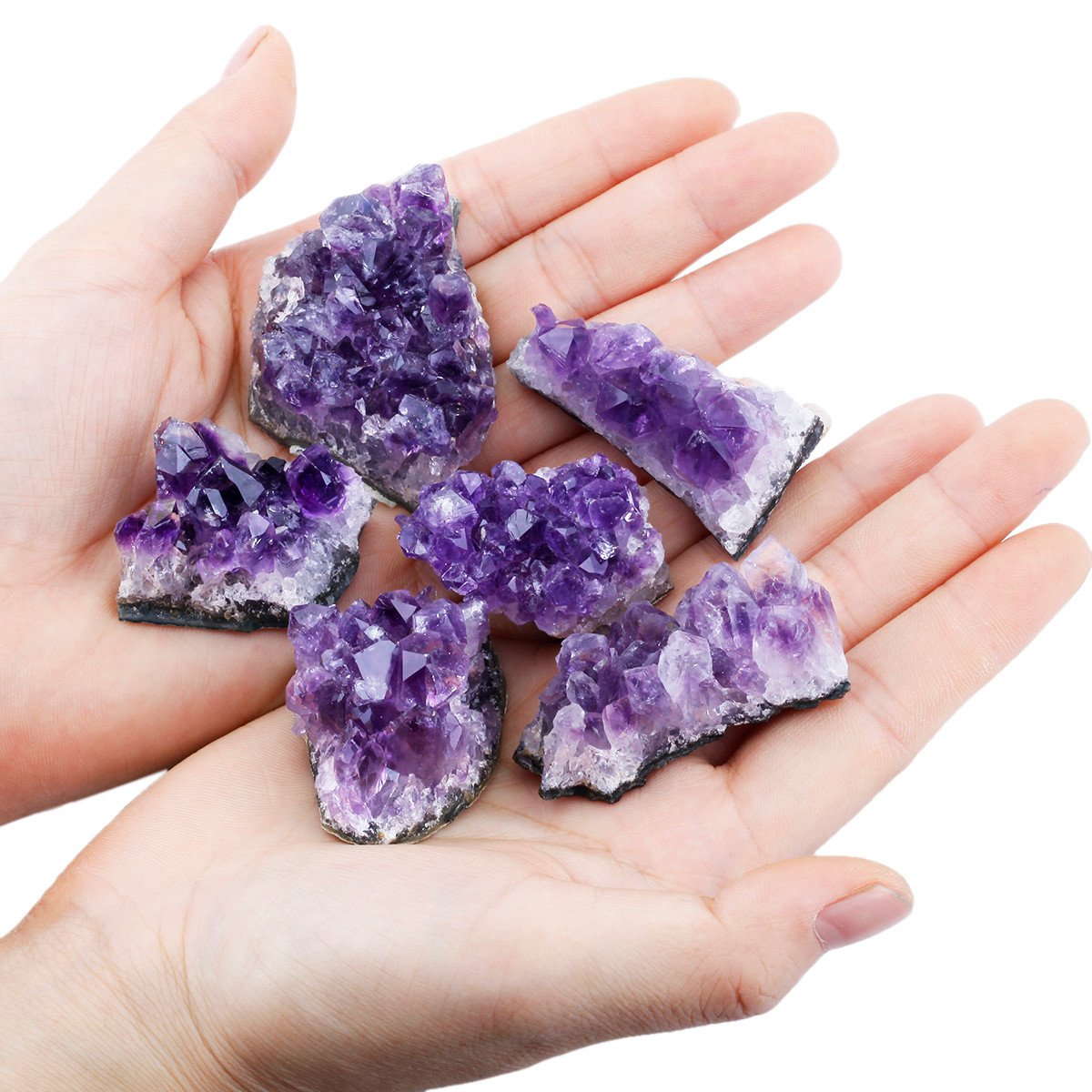 SUNYIK Natural Amethyst Quartz Crystal Cluster,Druzy Geode Specimen Gemstone Sculpture Sphere(0.5lb)