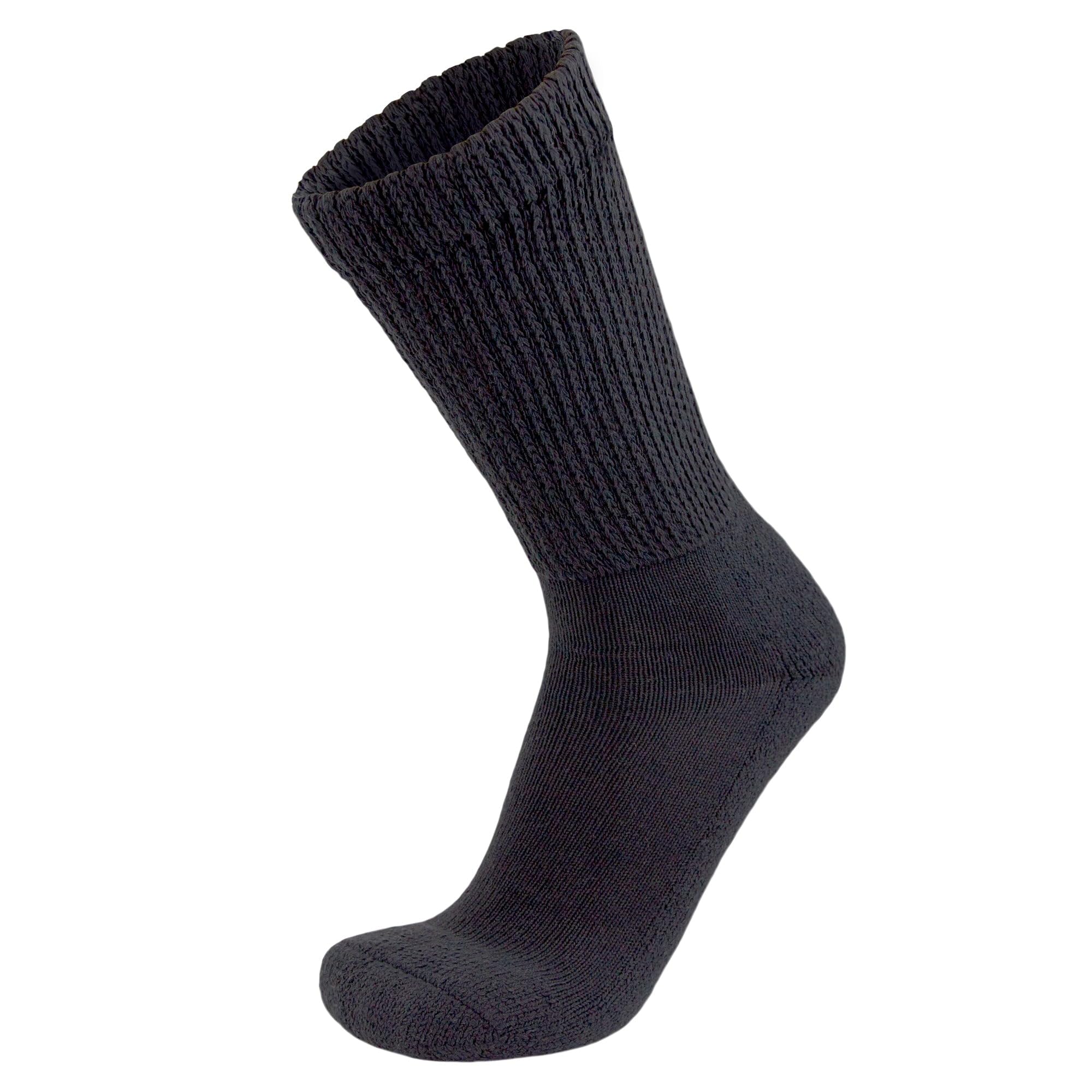 4 Pairs of Diabetic Extra Thick Warm Cotton Socks, Triple Cushioned Crew Slipper Socks (Black, Size 10-13)