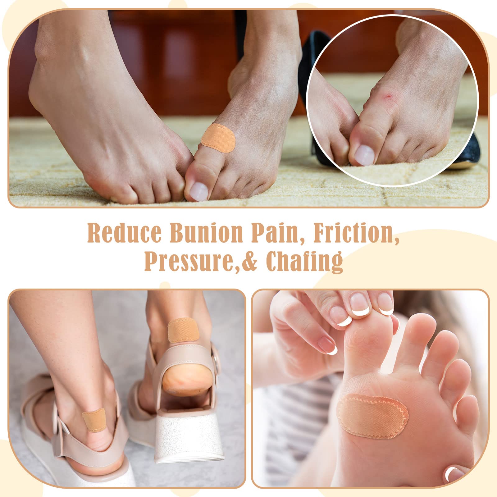 Funtery 30 Pcs Foot Callus Cushion Toe Cushions Pad Foot Protector Pads Corn Mat Patches Shoe Accessories for Women Men Fabric F