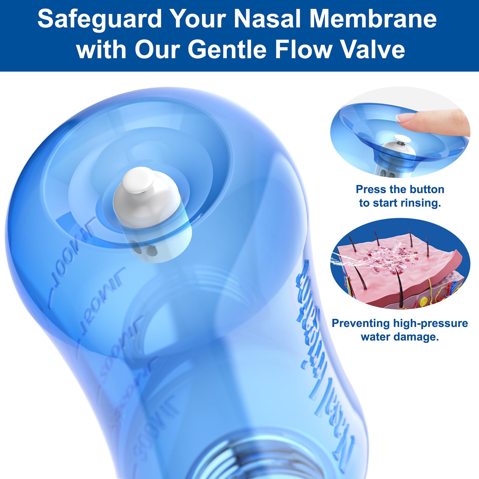MAOEVER Neti Pot Sinus Rinse Nasal Wash 300ML Neti-Pot with 30 Nasal Wash Salt Packets and Sticker Thermometer Nose Cleaner Wash
