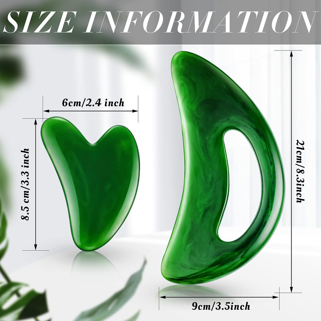 BBTO 2 Pcs Body Gua Sha Tool Large Resin Scraping Tools with Handle for Back, Neck, Face, Leg - Lymphatic Drainage, Cellulite Re