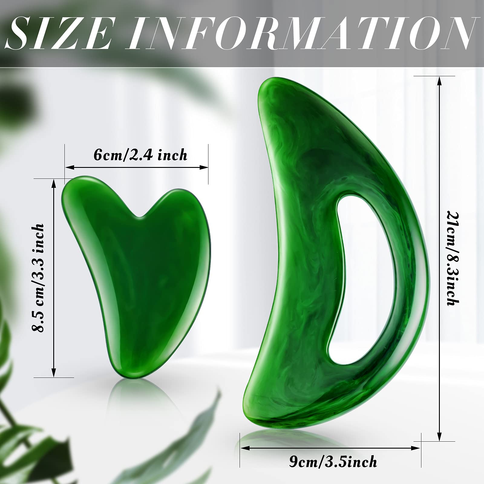 BBTO 2 Pcs Body Gua Sha Tool Large Resin Scraping Tools with Handle for Back, Neck, Face, Leg - Lymphatic Drainage, Cellulite Re