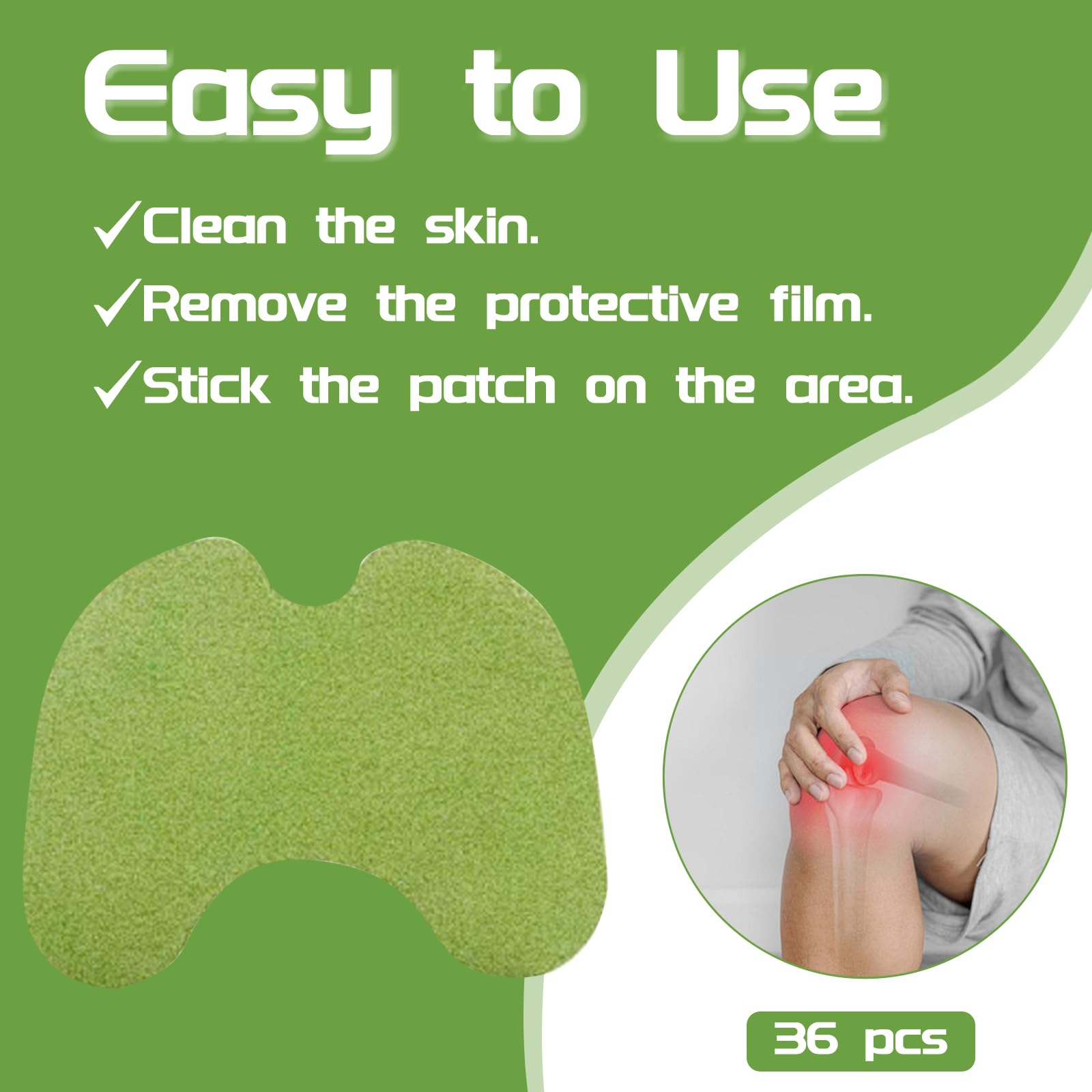 SBTSB 36Pcs Knee Patches Natural Wormwood Extract Sticker for Knee, Back, Neck, Shoulder