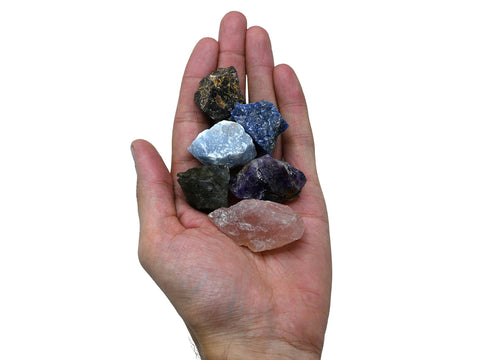 Crystals for Anxiety Manifestation, Set of 6 Amethyst, Sodalite, Labradorite, Angelite, Garnet and Rose Quartz Healing Crystals 