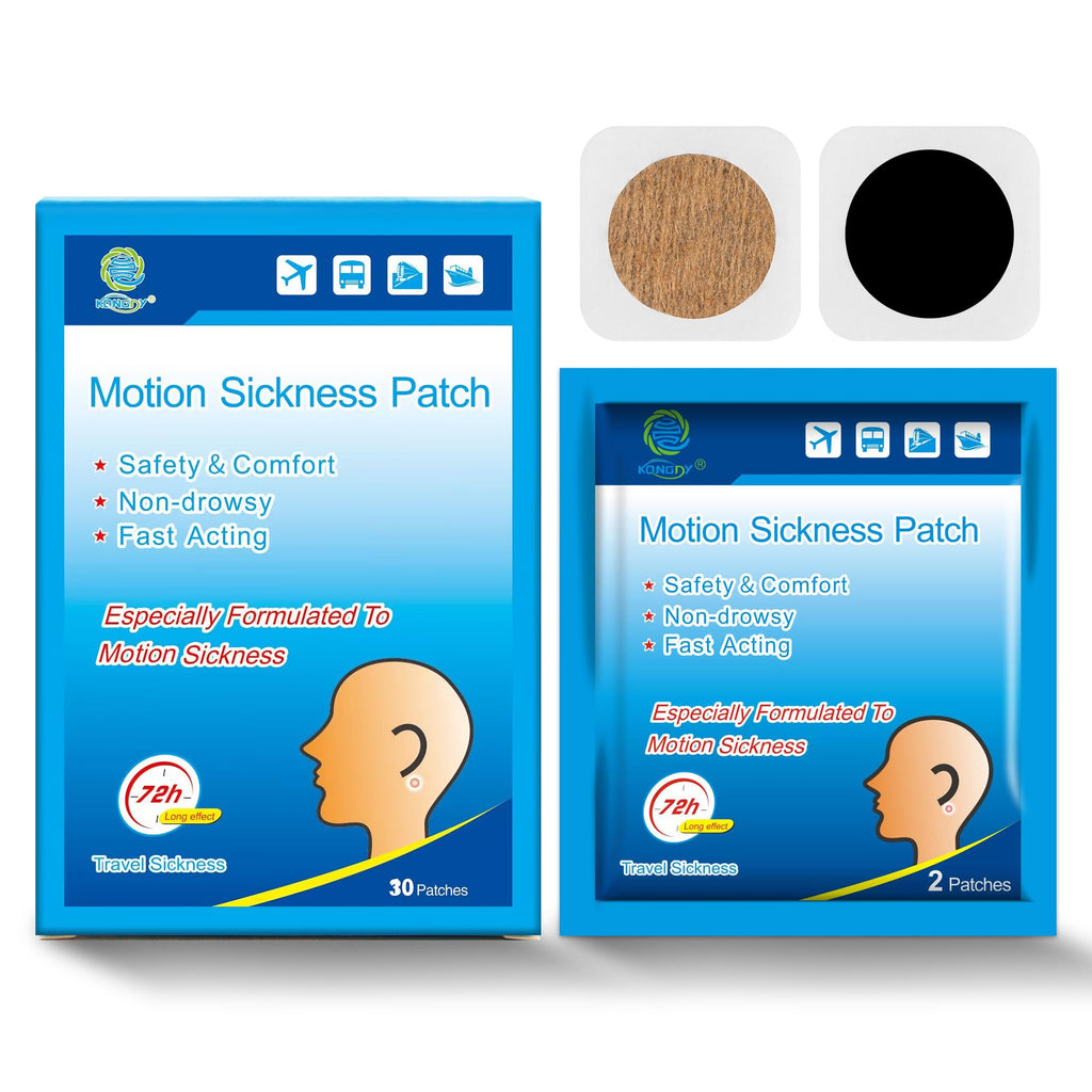 KONGDY 30 Counts Motion Sickness Patches for Boat Rides, Car Trips, Airplane Travel, Cruise Ship and Other Forms of Transport, N