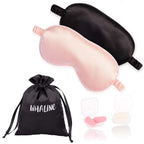 Whaline 2 Pcs Silk Sleep Eye Cover with Ear Plugs and Elastic Strap, Soft and Smooth Eye Cover for Men & Women Night Sleeping, T