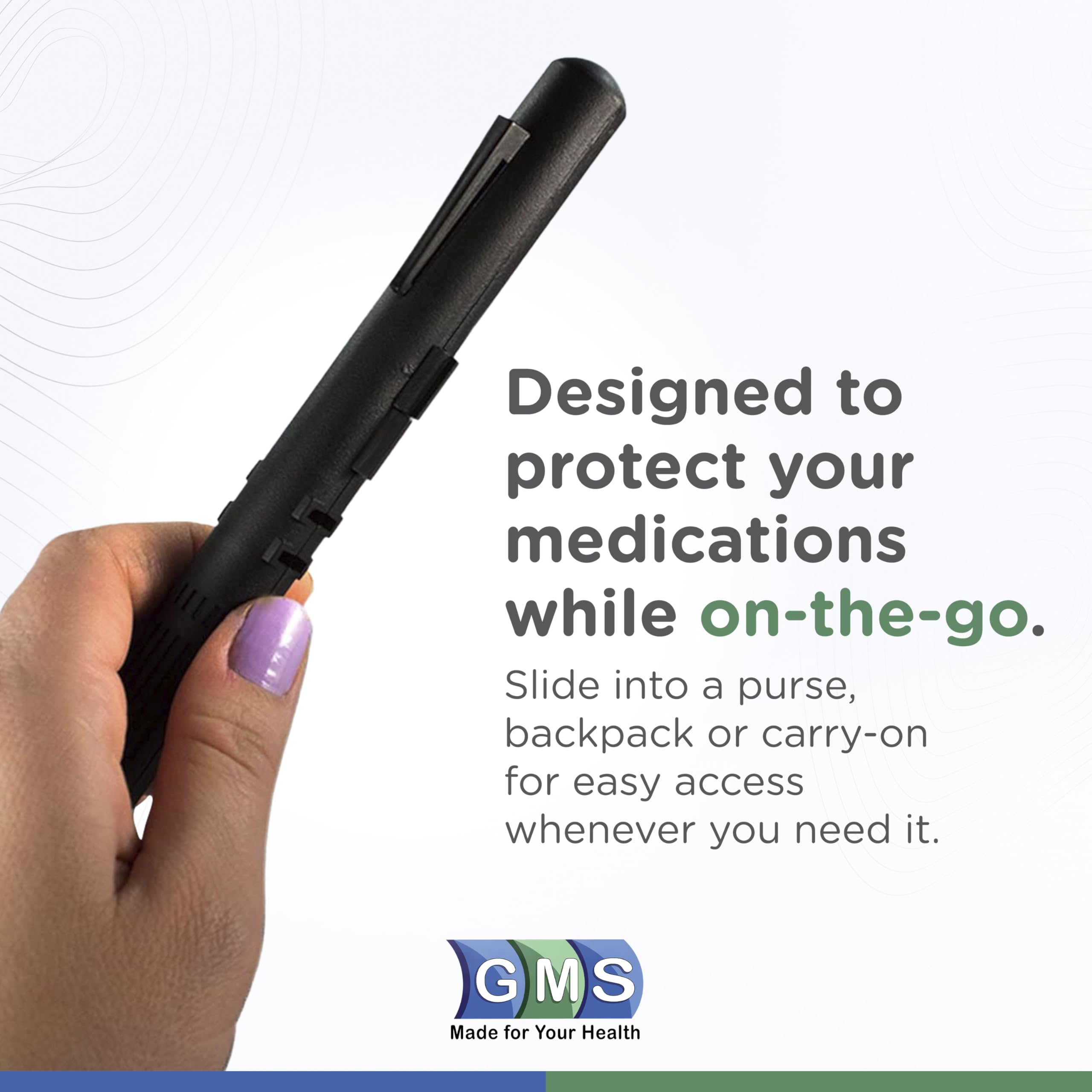 GMS 60cc Syringe Case - Holds New, Prefilled & Used Syringes with Needles - Small & Discreet - Ideal for Travel - Sharps Contain