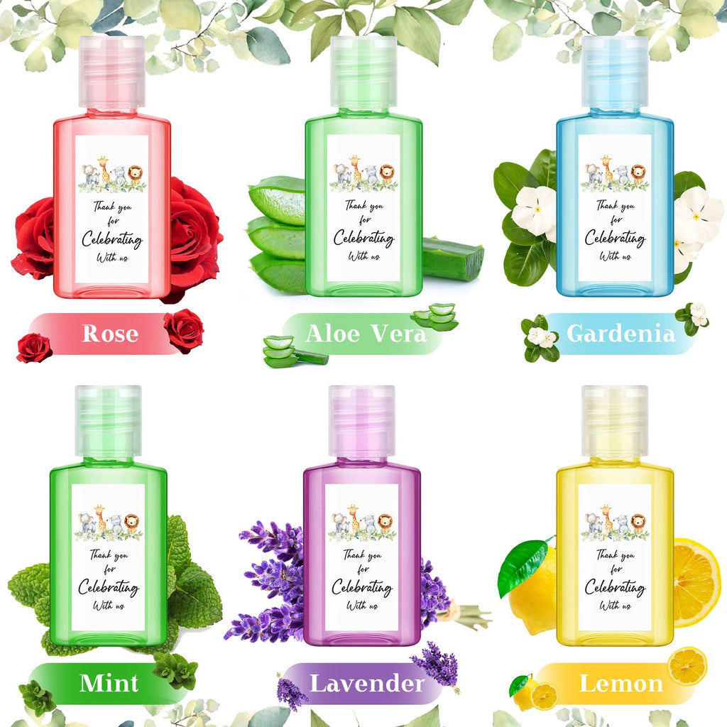 Gejoy 48 Pcs Jungle Animal Mini Hand Sanitizer Bulk Baby Shower Favors for Guest Hand Sanitizer Party Favors 1fl oz Travel Size