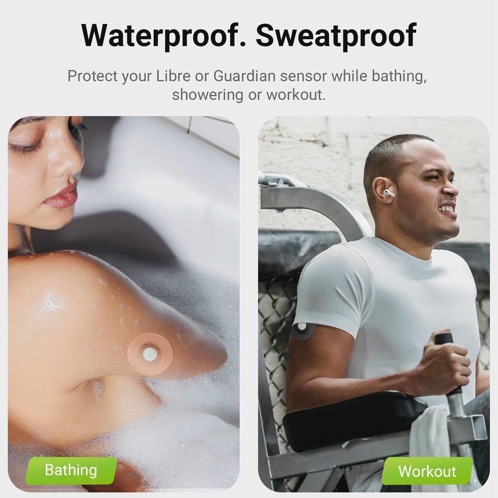 KOVOQ 40-Pack Adhesive Patches for Libre 2 &Lingo, Medtronic Guardian 4 and Insulin Pumps, Waterproof Universal CGM Patches, 2 R