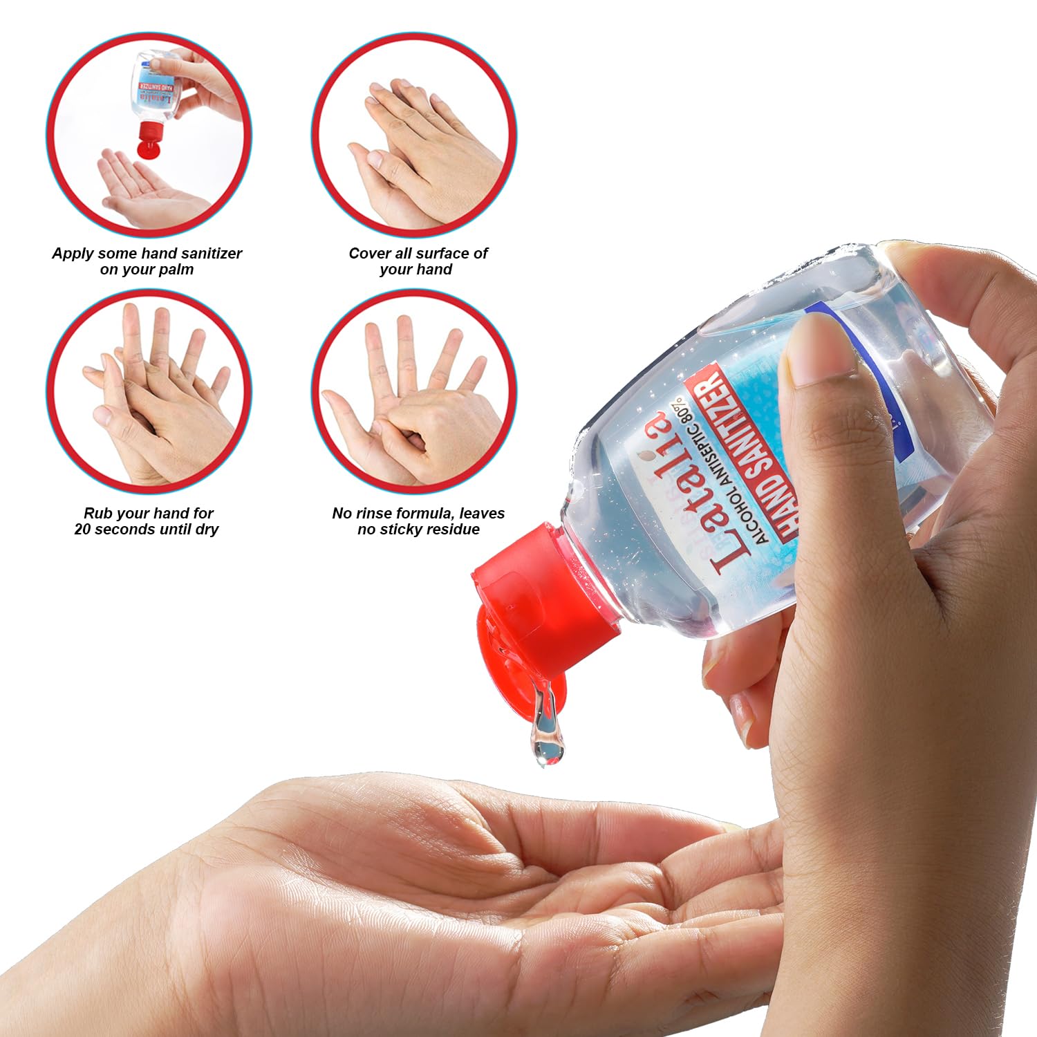 Latalia Mini Hand Sanitizer - Pack of 96 Travel Hand Sanitizers - Unscented Mini Clean Scent Non-Drying Gel (55ml & 1.85 fl. oz)