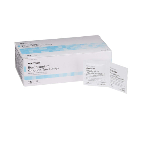 McKesson Benzalkonium Chloride Towelettes [Pack of 1000] First Aid Antiseptic Wipes, Sterile Individual Wrapped