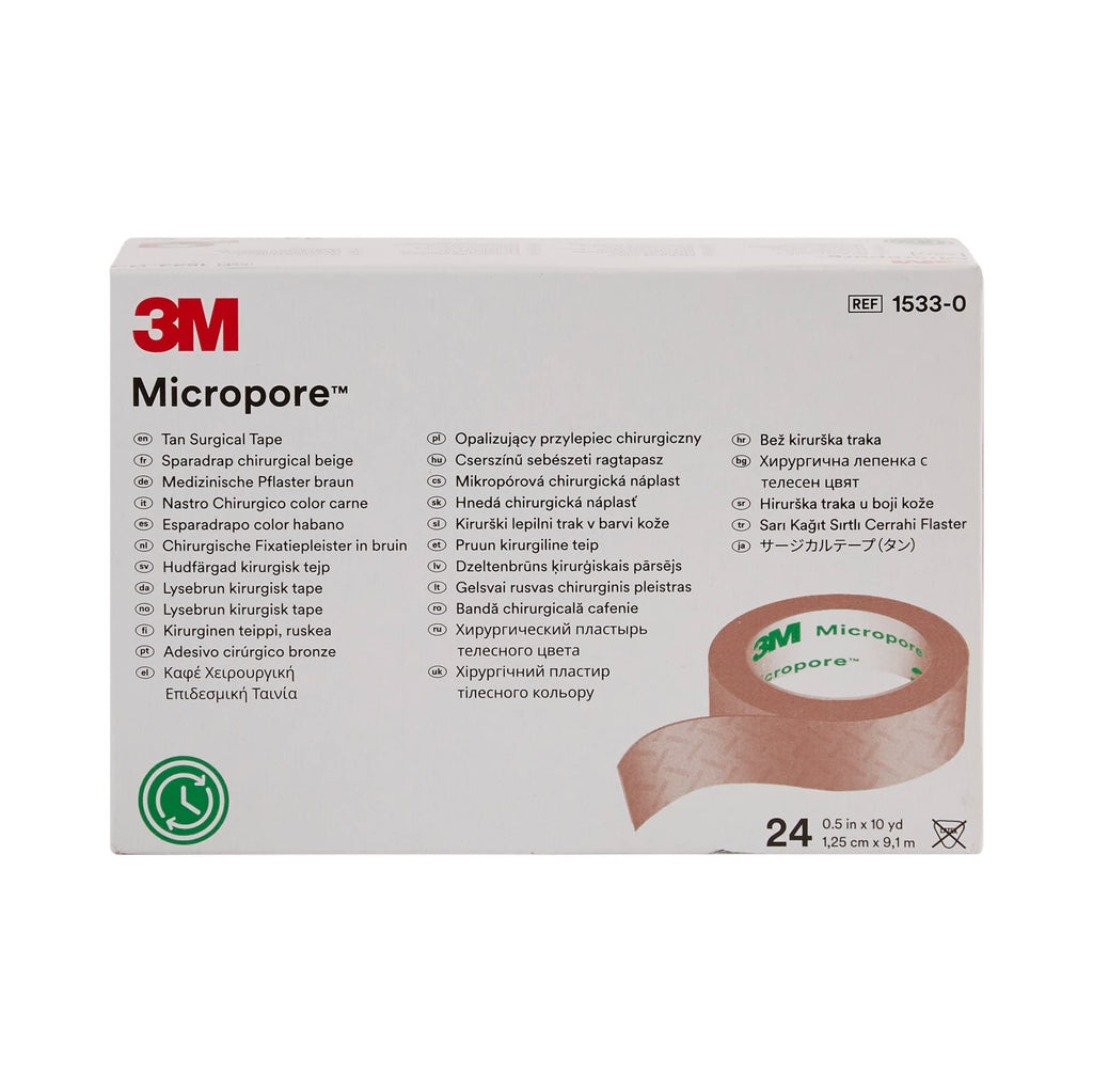 3M Micropore Paper Tape - 1/2 x 10 yds Tan - - Box of 24