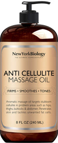 New York Biology Anti Cellulite Massage Oil 8 Fl. oz - Made with 100% Natural Oils - Sensual Body Oil for Massage Therapy, Muscl