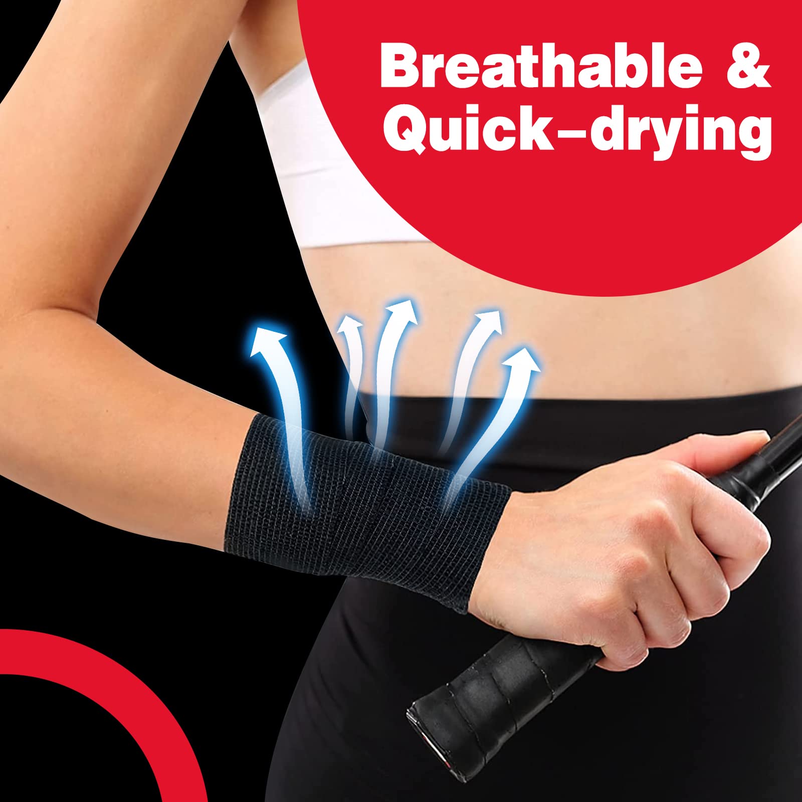 AZEN 80 Pack Self Adhesive Bandage Wrap Black, 2 X 5 Yards Black Athletic Tape, Vet Wrap, Tattoo Grip Tape Wrap,Ankle Tape, Cohe