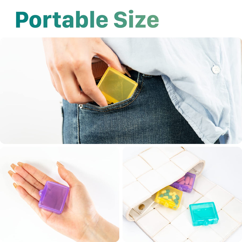 Sukuos Small Pill Box 3 pcs, Cute Travel Pill Case Daily Pill Organizer Portable for Pocket Purse for Vitamin Fish Oil Supplemen