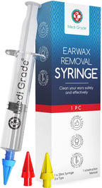 Medi grade Ear Wax Removal Syringe - Natural Ear cleaner for Safely Removing Ear Wax at Home - Reusable Ear cleaning Kit with 3x