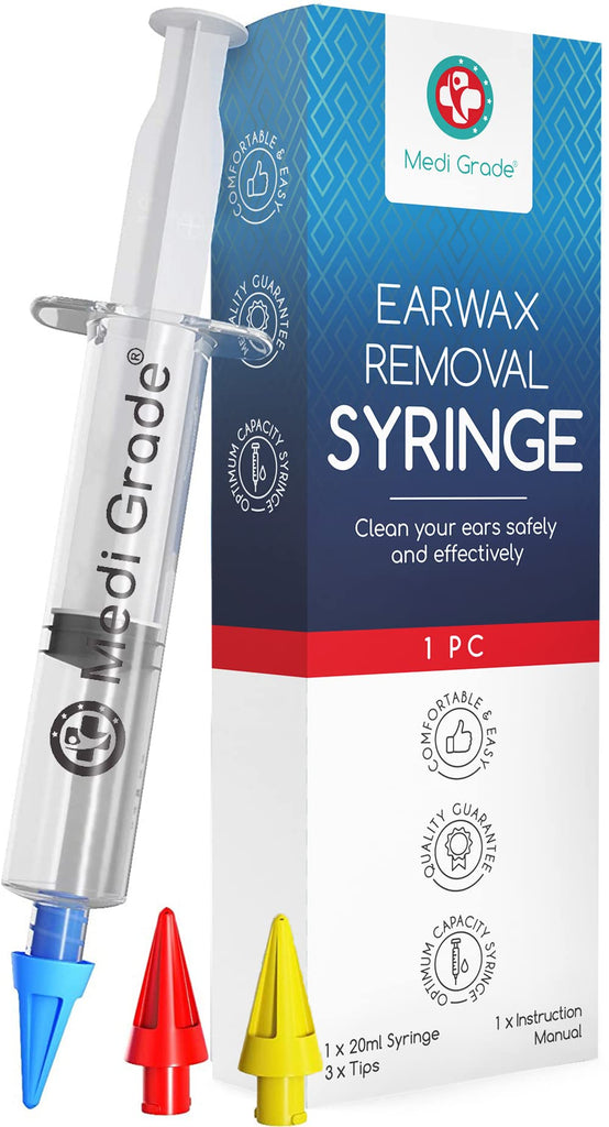 Medi grade Ear Wax Removal Syringe - Natural Ear cleaner for Safely Removing Ear Wax at Home - Reusable Ear cleaning Kit with 3x