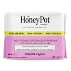 The Honey Pot Company - 80 ct - Pads for Women - Non-Herbal Regular Flow w/Wings - Organic Cotton Cover & Ultra-Absorbent Pulp C
