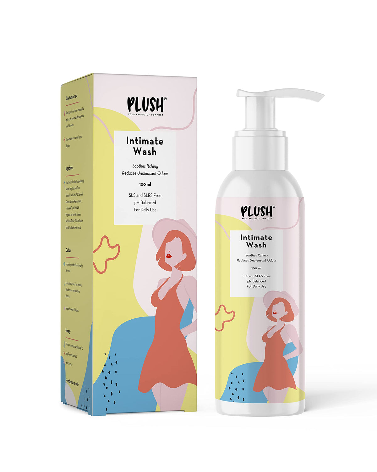 Plush All Natural Intimate & Vaginal Wash For Women With Tea Tree Oil & Neem Extract, 100Ml | Perfect Ph Balance | Soothes Itchi